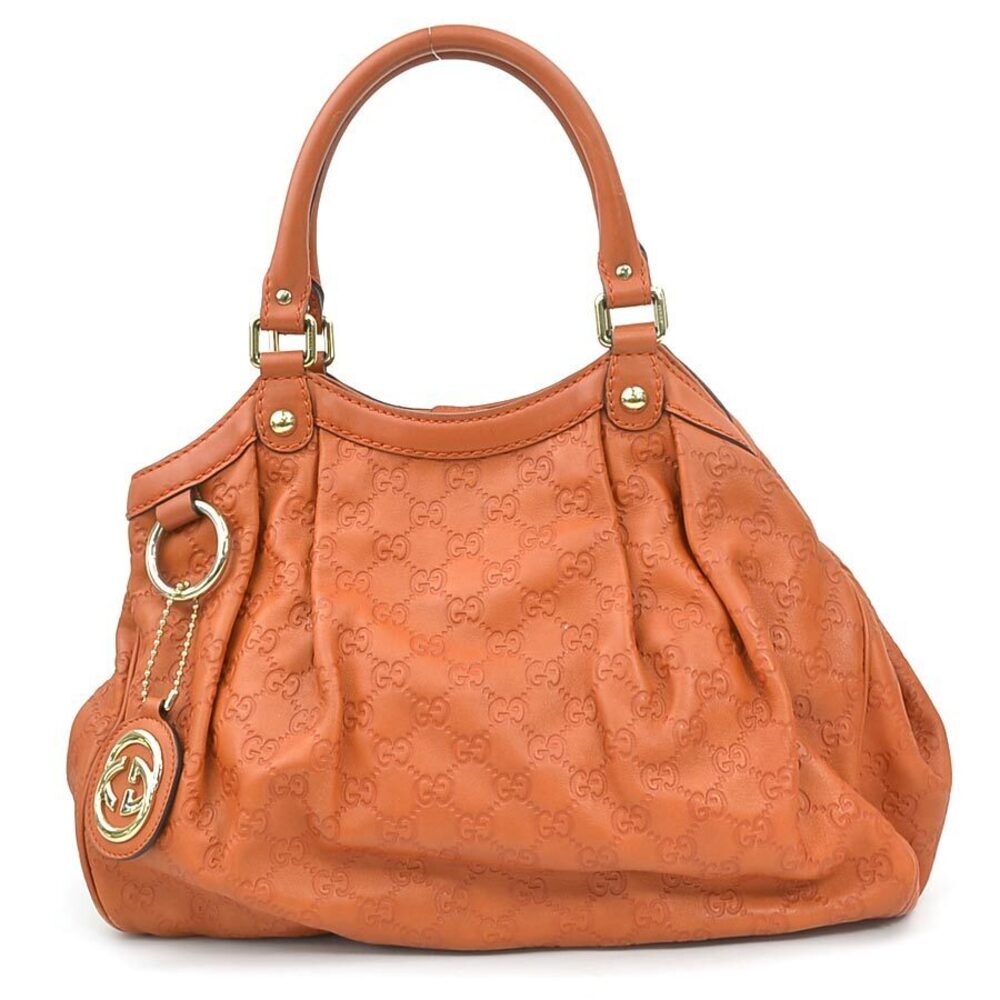 Gucci Handbag Guccissima Sukey Leather Orange Brown Gold